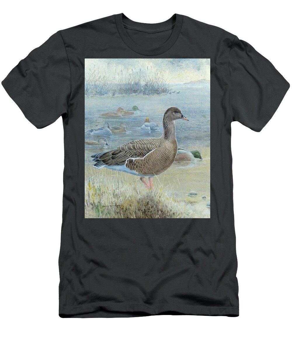 Pink-footed Goose T-Shirt featuring the painting Pink-footed Goose by Barry Kent MacKay