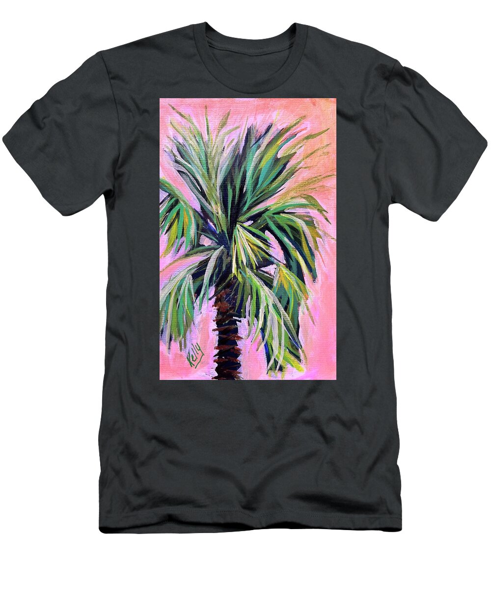Palm T-Shirt featuring the painting Pink by Kelly Smith