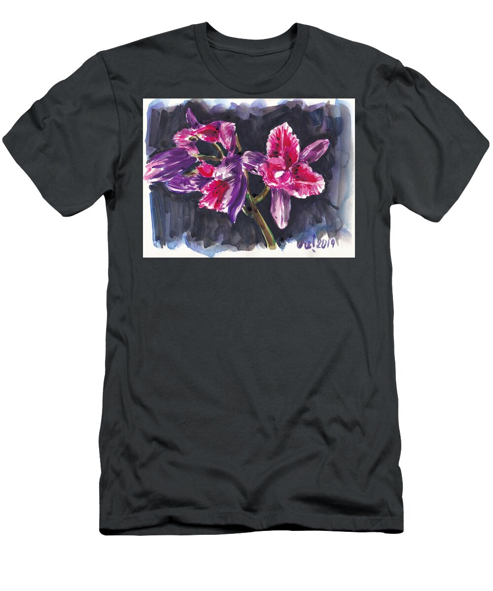 Orchids T-Shirt featuring the painting Pink Orchids by George Cret
