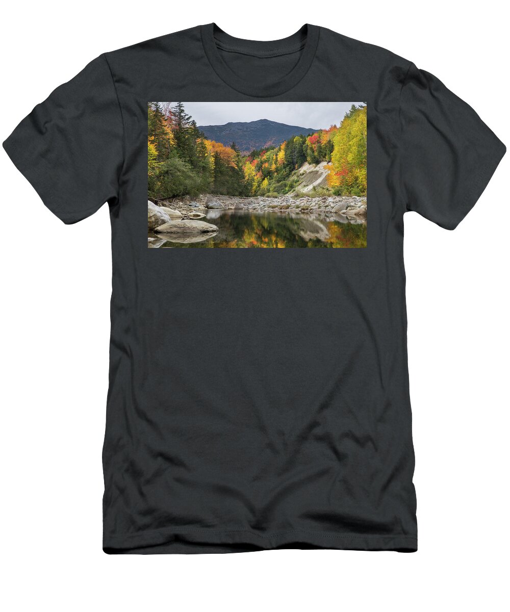 Pinkham T-Shirt featuring the photograph Pinkham Peabody Autumn Reflections by White Mountain Images