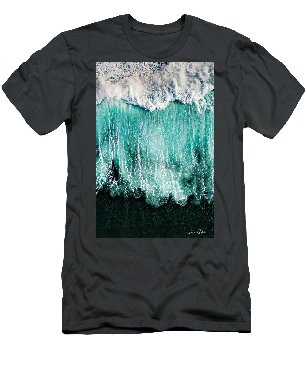 Pipeline Hawaii Aerial T-Shirt featuring the photograph Pipeline Curtin by Leonardo Dale