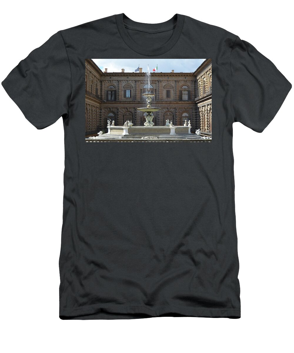 Pitti Palace T-Shirt featuring the photograph Pitti Palace Fountain Florence Italy by Shawn O'Brien