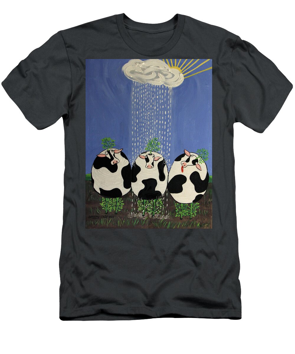 100% Plant Based Beef T-Shirt featuring the painting Plant Based Beef by Anthony Falbo