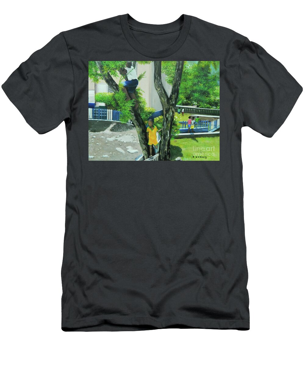 Jamaica Art T-Shirt featuring the painting Play Time by Kenneth Harris