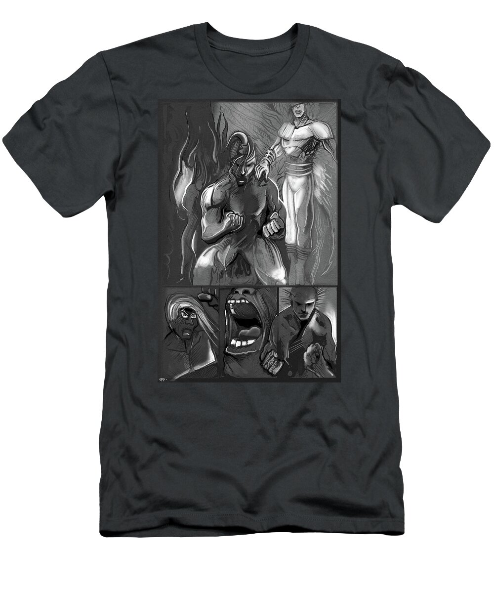 Play With Silver Fire T-Shirt featuring the painting Play With Silver Fire by John Gholson