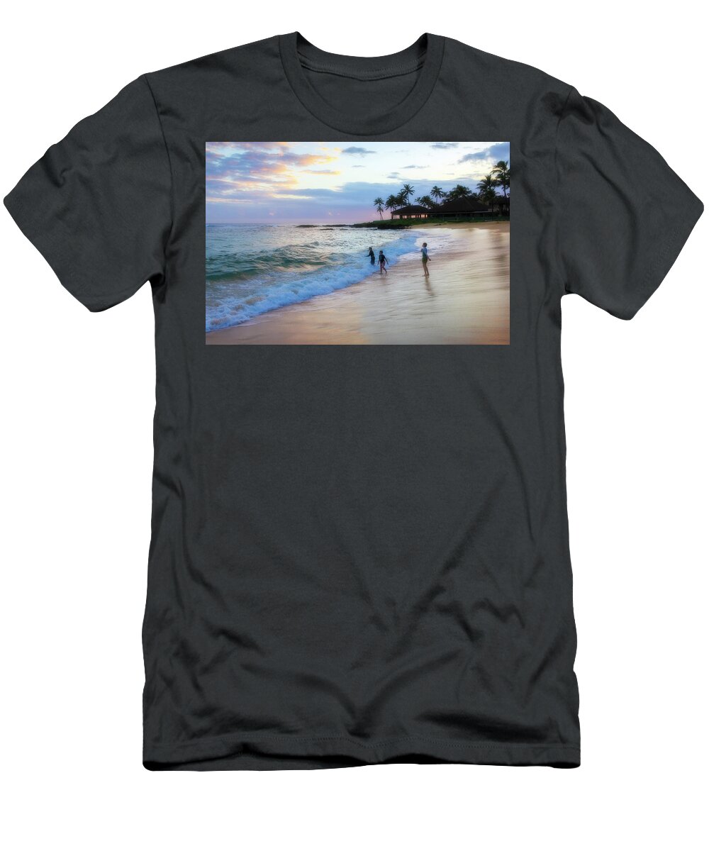 Poipu Beach T-Shirt featuring the photograph Playing on Poipu Beach by Robert Carter