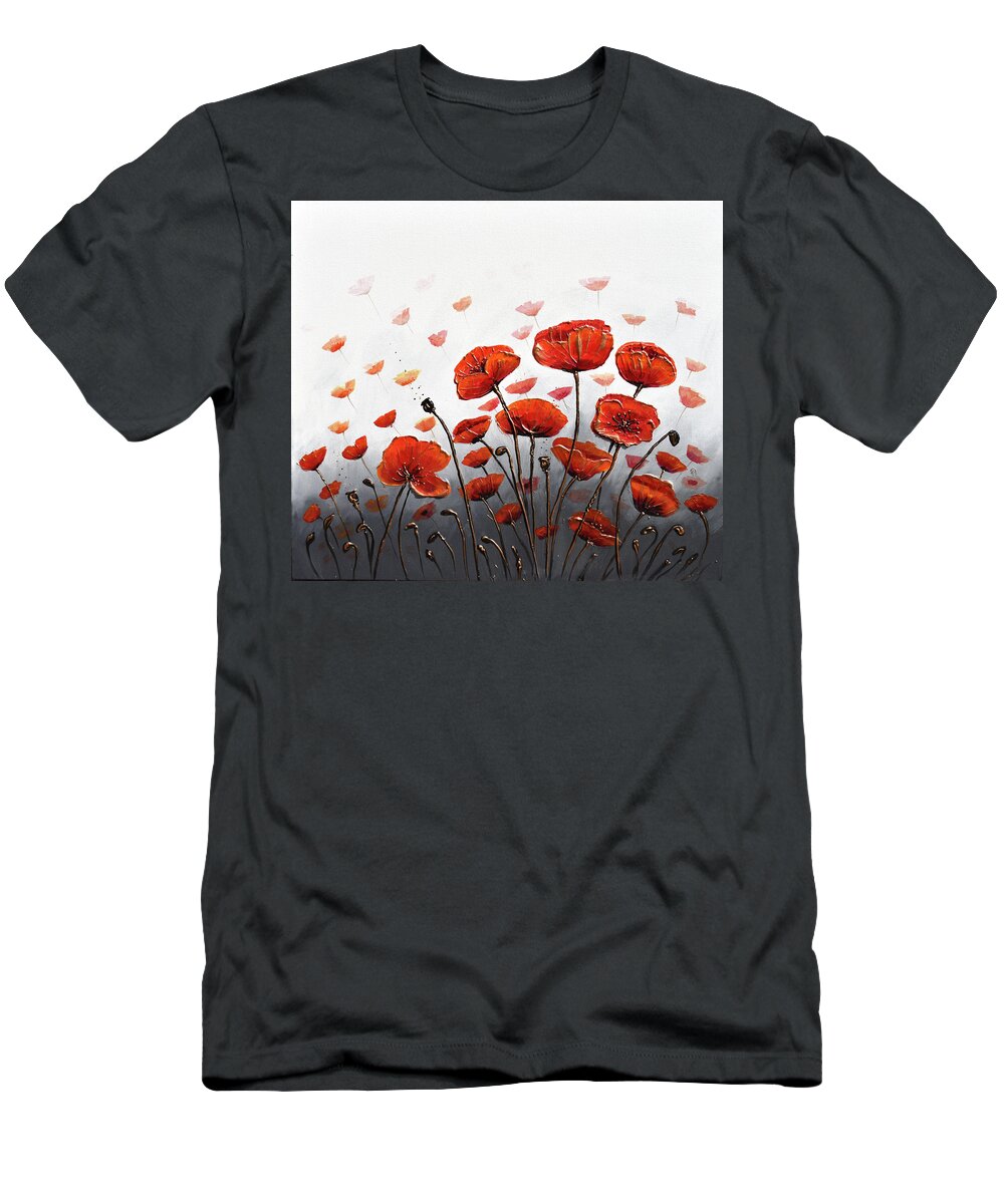 Red Poppies T-Shirt featuring the painting Poppy Summer Delight by Amanda Dagg