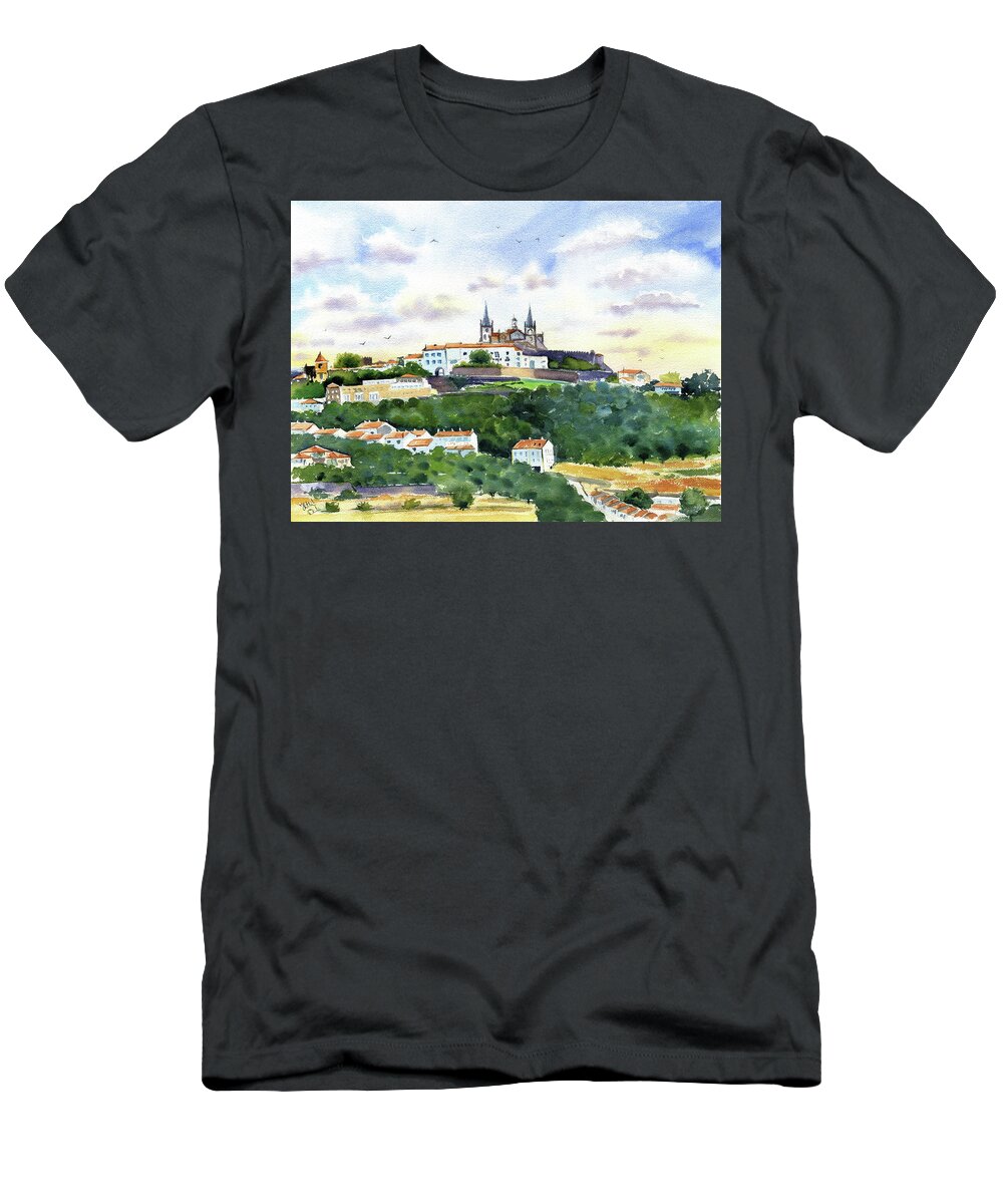 Portugal T-Shirt featuring the painting Portalegre in Alentejo Portugal Painting by Dora Hathazi Mendes