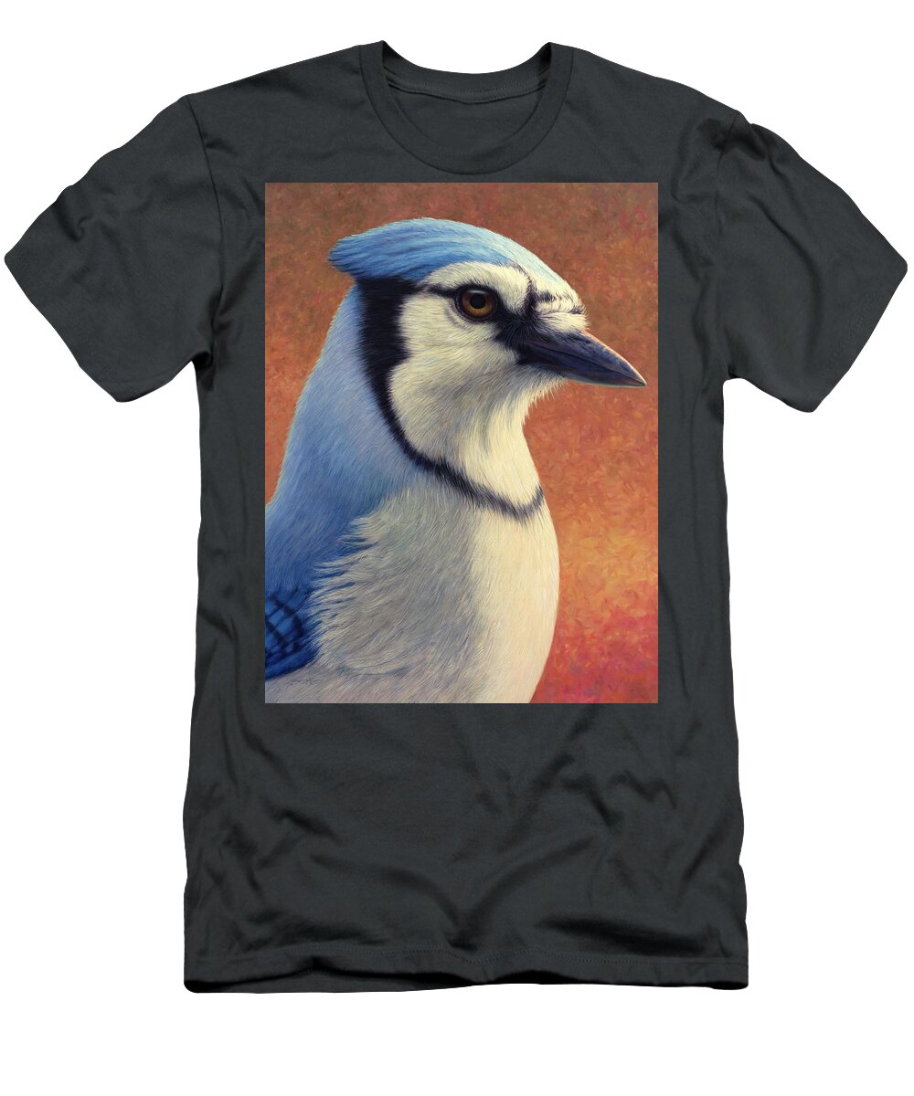 Bluejay T-Shirt featuring the painting Portrait of a Bluejay by James W Johnson