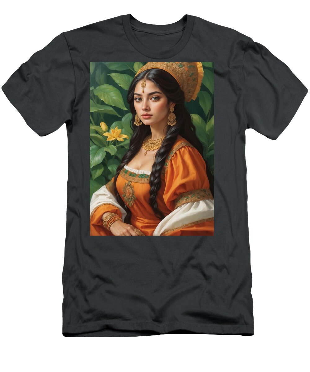 Renaissance T-Shirt featuring the digital art Portrait of a Woman #22723-2 by Mark Greenberg