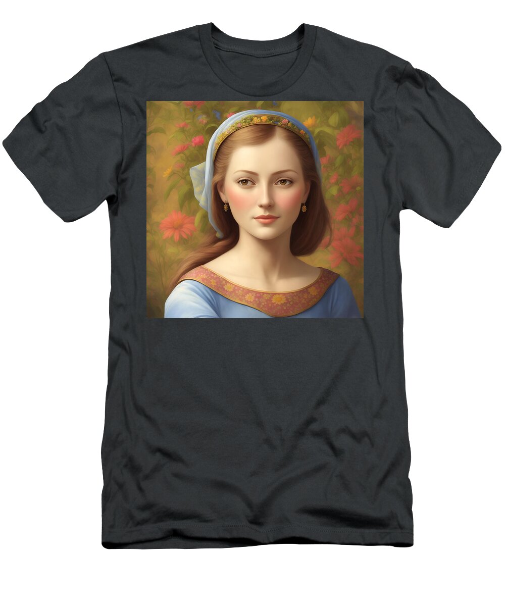 Renaissance T-Shirt featuring the digital art Portrait of a Woman #52023 by Mark Greenberg