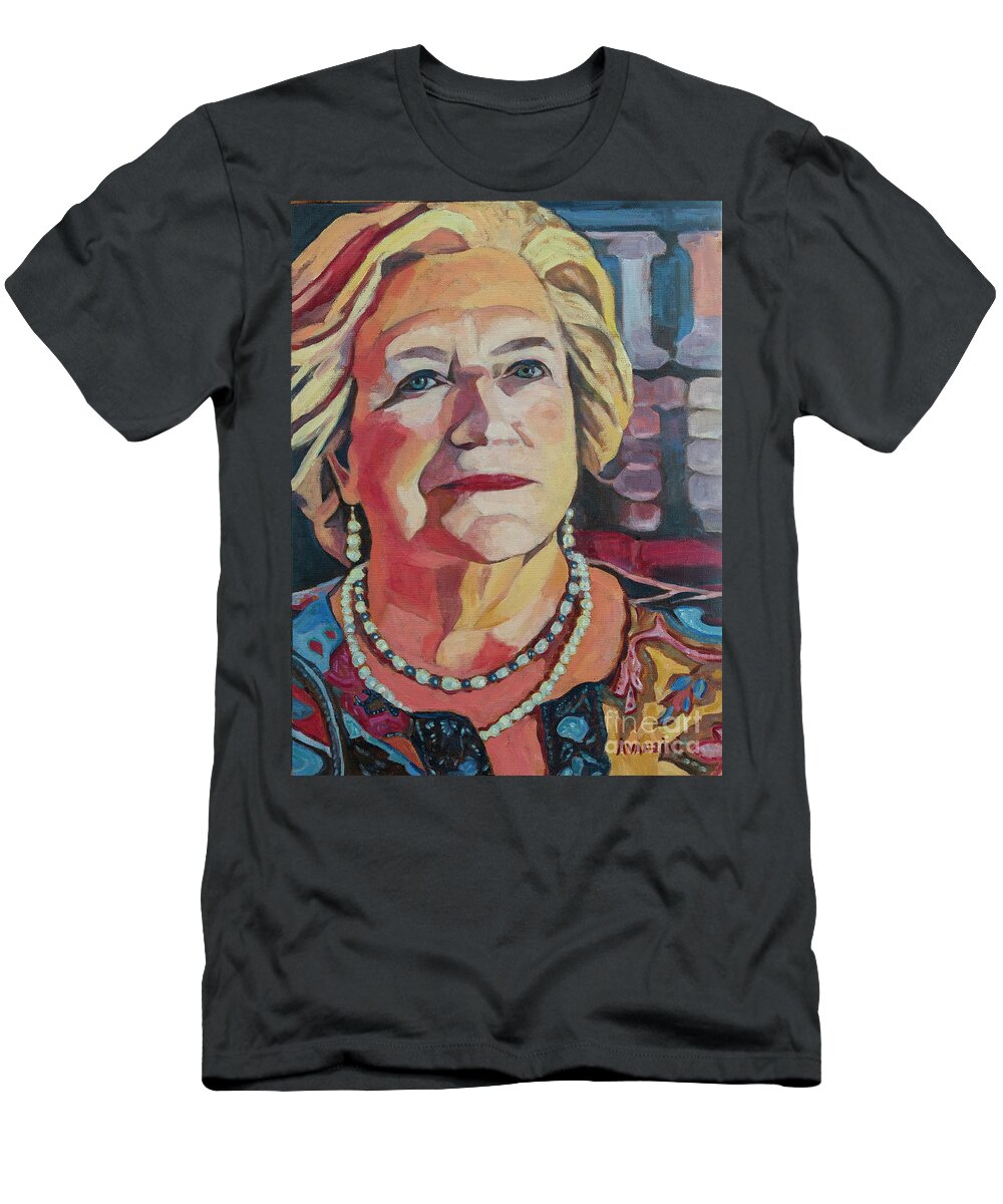 Portrait Of My Mother On Her 50th Wedding Aniversary T-Shirt featuring the painting Portrait of my Mother by Pablo Avanzini