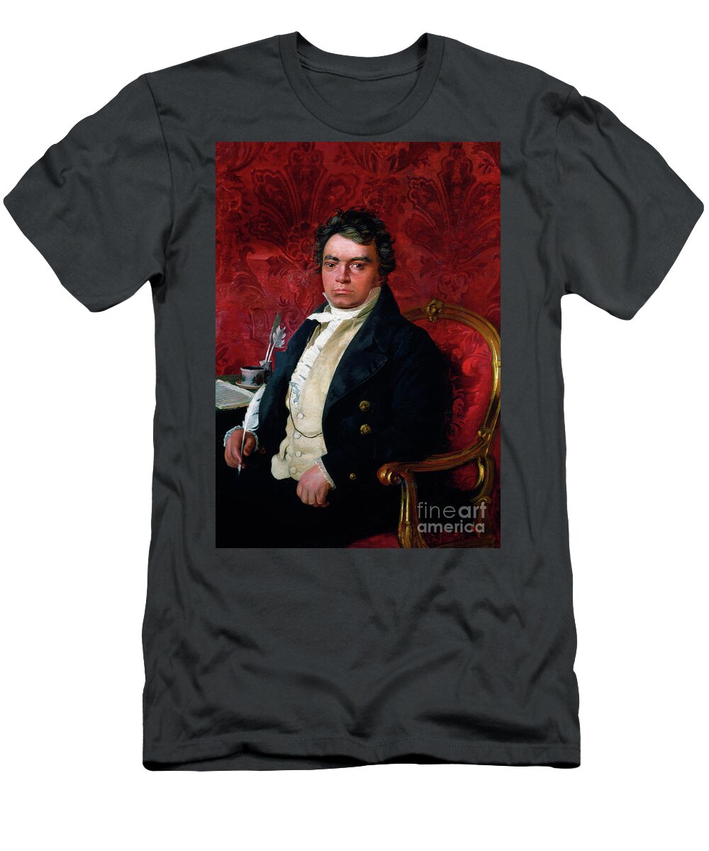 Beethoven T-Shirt featuring the painting Portrait of the composer Ludwig van Beethoven by German School