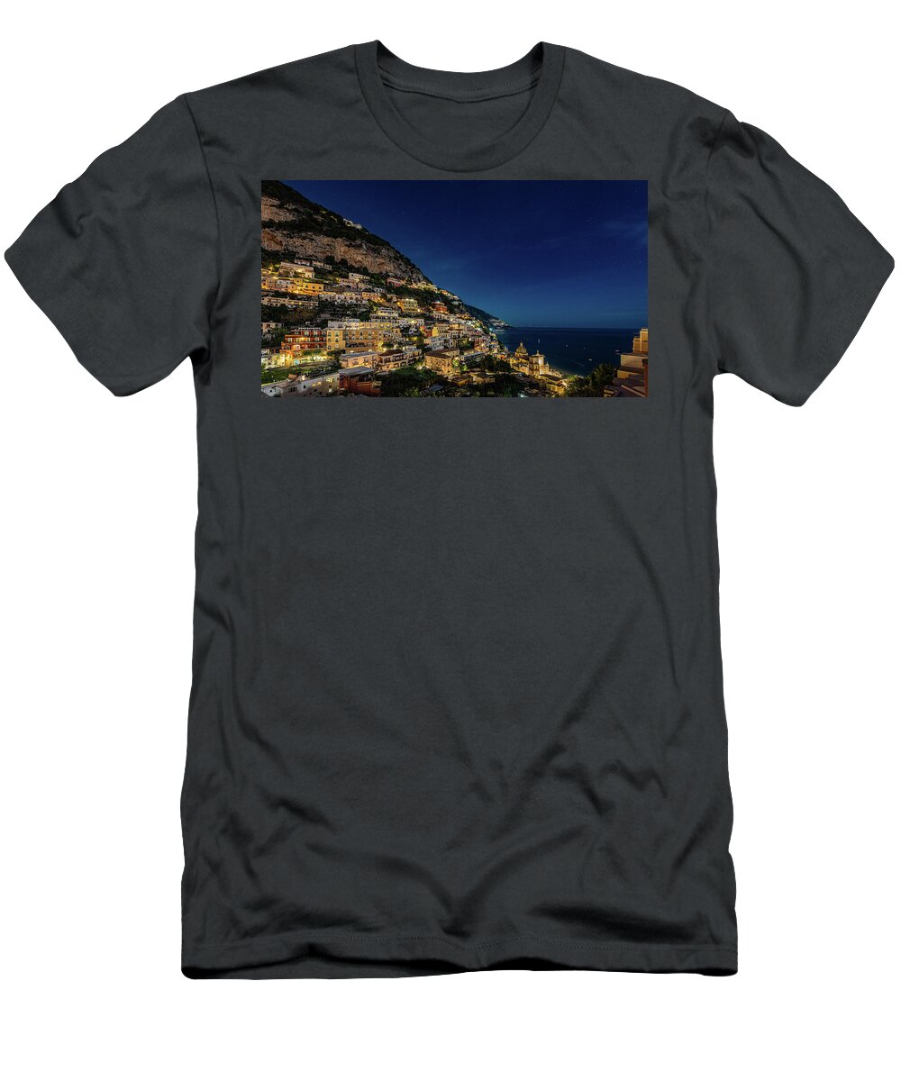 Amalfi T-Shirt featuring the photograph Positano Night by David Downs