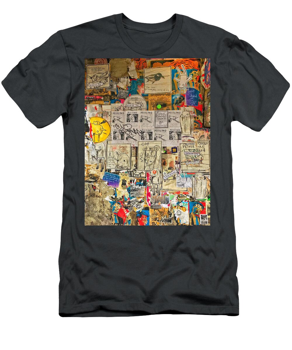 Post Alley T-Shirt featuring the photograph Post Alley Poster Wall 1 by Jerry Abbott