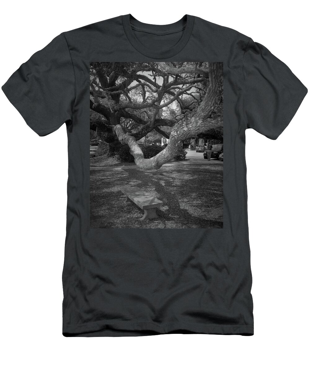 Benches T-Shirt featuring the photograph Postell Park Bench, St. Simons Island, 2004 by John Simmons