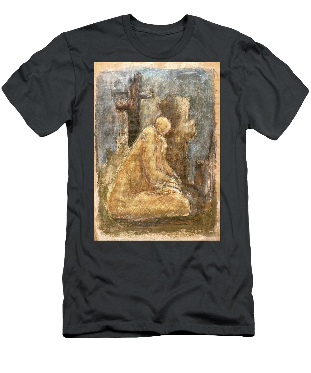 Mindfulness T-Shirt featuring the painting Prayer by David Euler