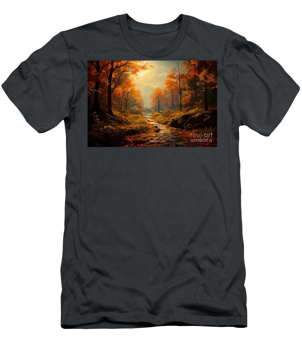 Forest T-Shirt featuring the painting premium Autumn in the forest by N Akkash