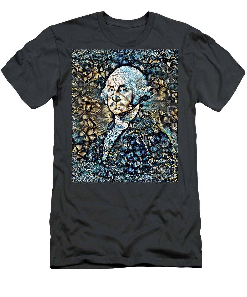 Wingsdomain T-Shirt featuring the photograph President George Washington in Surreal Abstract Colors 20210210 by Wingsdomain Art and Photography