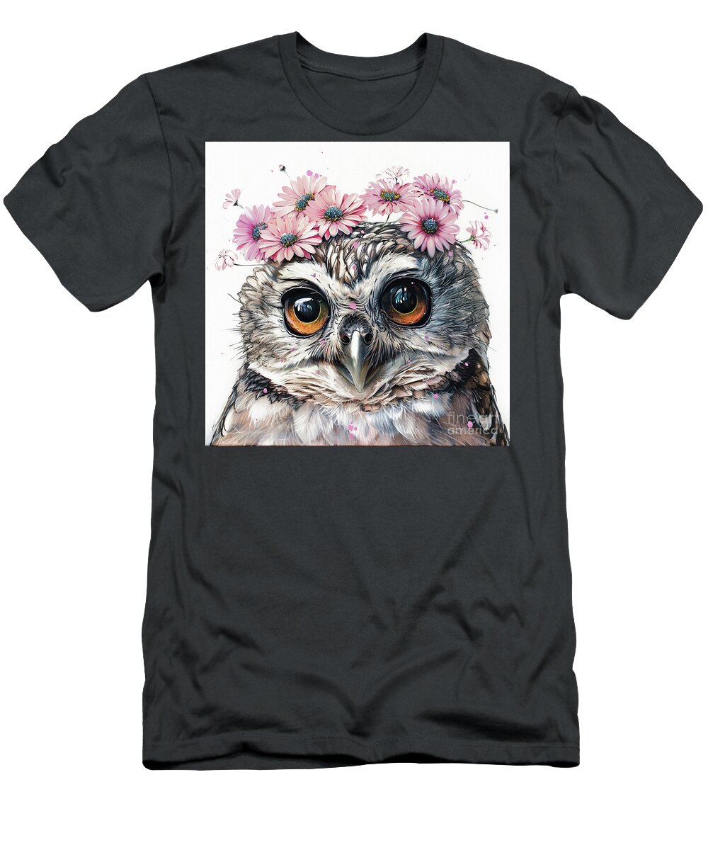 Owl T-Shirt featuring the painting Pretty Owlet by Tina LeCour