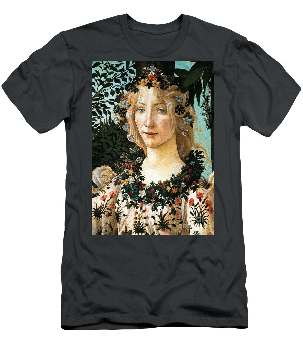 Botticelli Primavera Painting T-Shirt featuring the painting Primavera - Flora by Sandro Botticelli