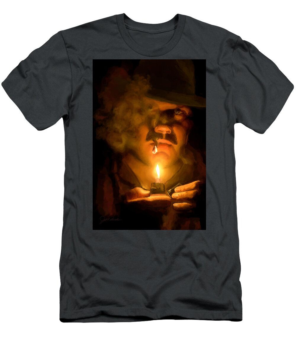 Cigarette T-Shirt featuring the painting Private Detective by Joel Smith
