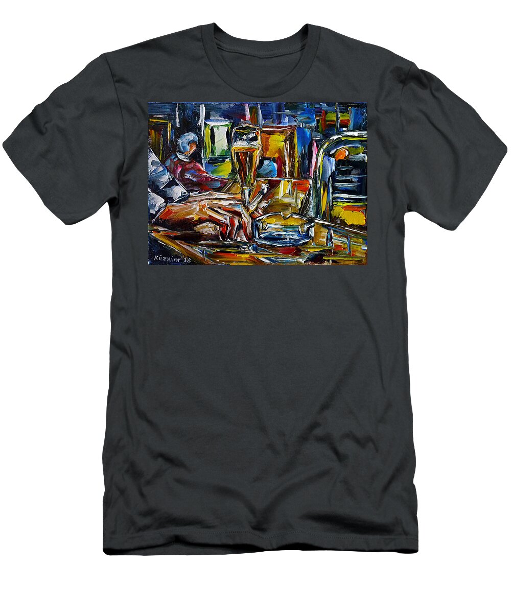 Drinking Man T-Shirt featuring the painting Pubbing by Mirek Kuzniar