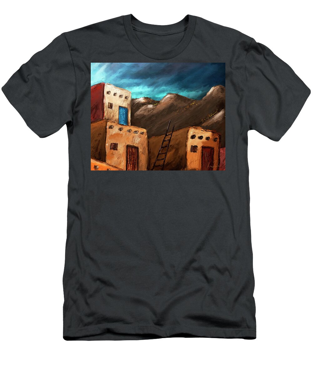 Pueblo T-Shirt featuring the digital art Pueblo Three of Three Triptych by Ken Taylor