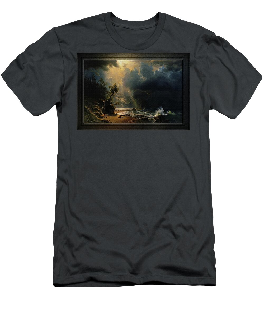 Puget Sound On The Pacific Coast T-Shirt featuring the painting Puget Sound on the Pacific Coast by Albert Bierstadt by Rolando Burbon