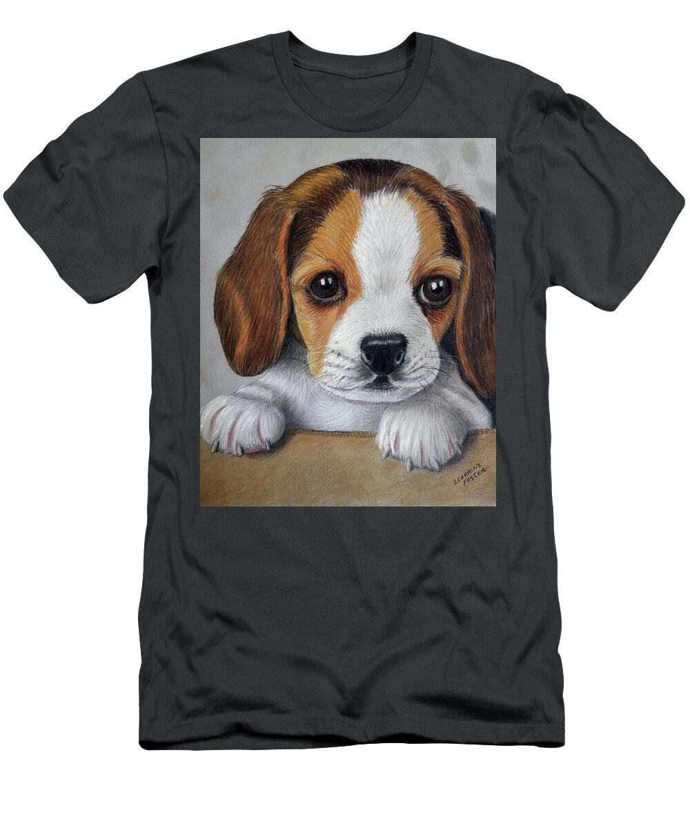 Beagles T-Shirt featuring the drawing Puppy Love by Lorraine Foster