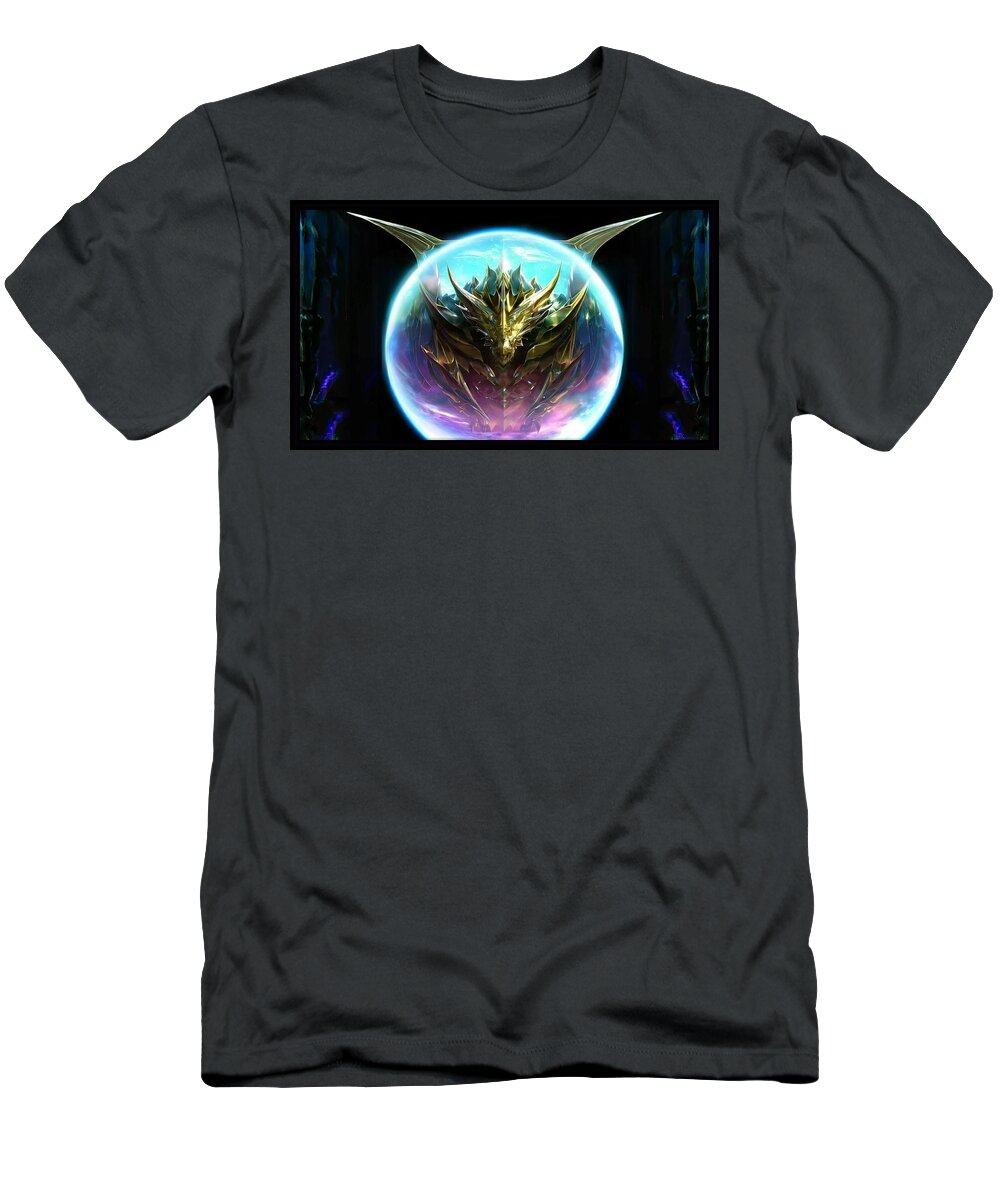 Dragon T-Shirt featuring the digital art Pure Golden Dragon by Shawn Dall