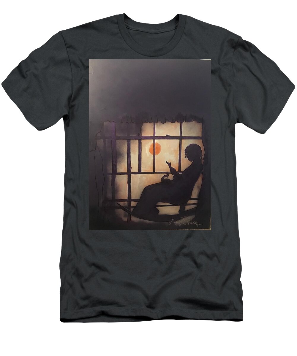  T-Shirt featuring the painting Purple by Angie ONeal
