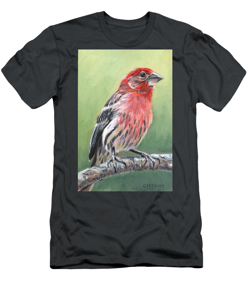 Bird T-Shirt featuring the painting Purple Finch by Jill Ciccone Pike