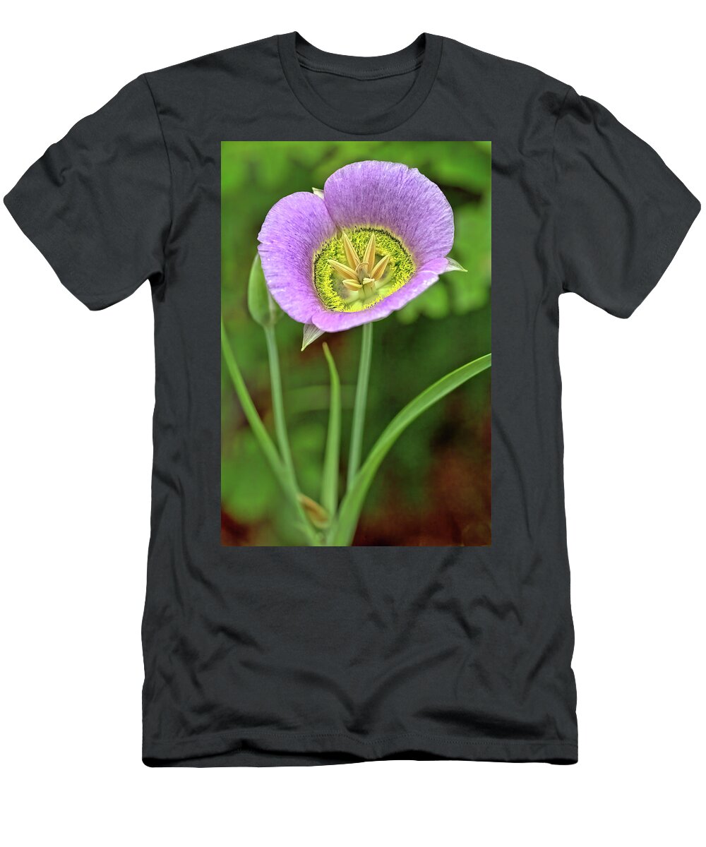 Flower T-Shirt featuring the photograph Purple Mariposa by Bob Falcone