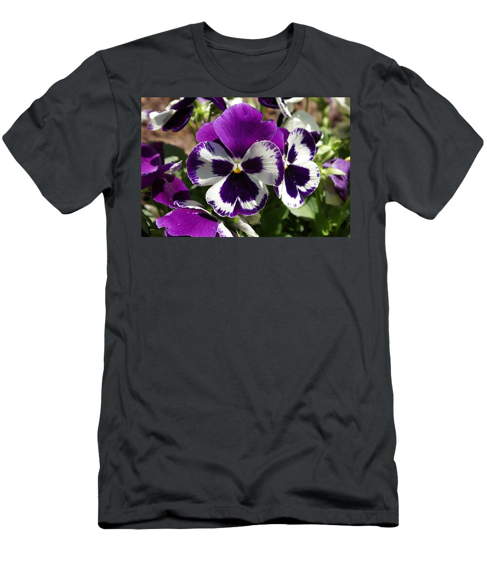  T-Shirt featuring the photograph Purple Pansy by Heather E Harman