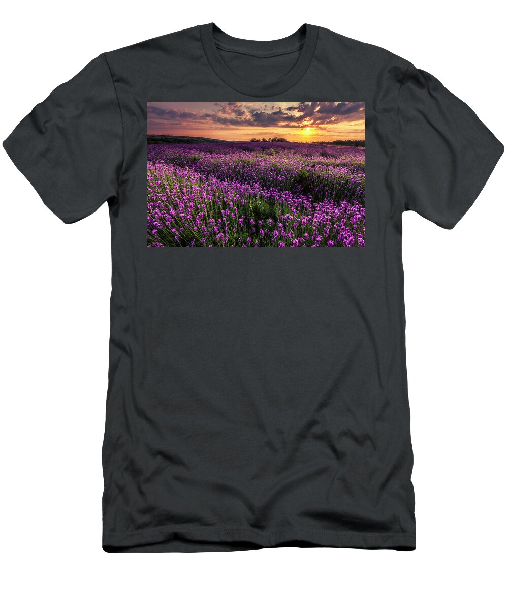 Bulgaria T-Shirt featuring the photograph Purple Sea by Evgeni Dinev
