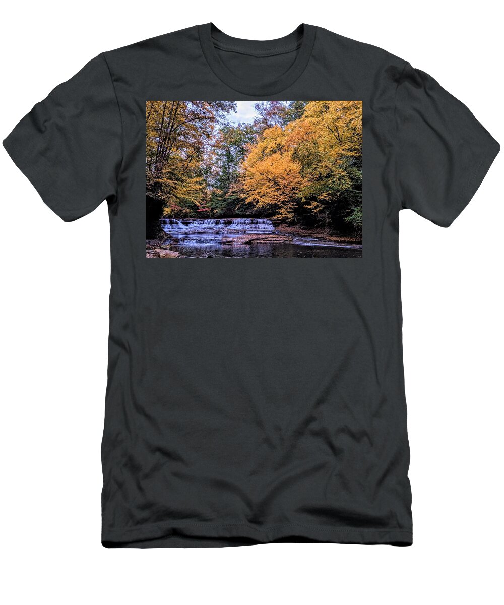 South Chagrin Reservation T-Shirt featuring the photograph Quarry Rock Falls by Brad Nellis