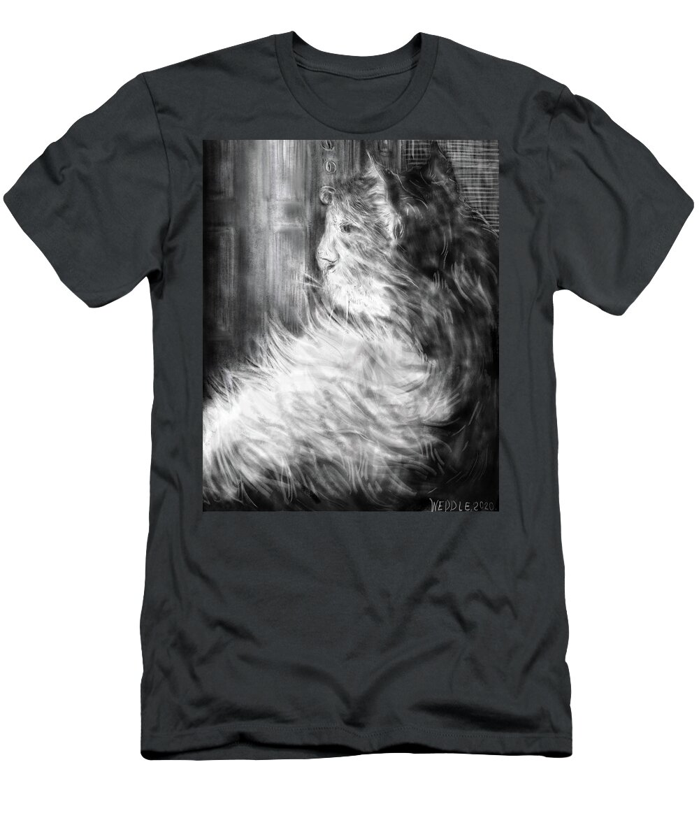 Cat T-Shirt featuring the digital art Quiescence by Angela Weddle