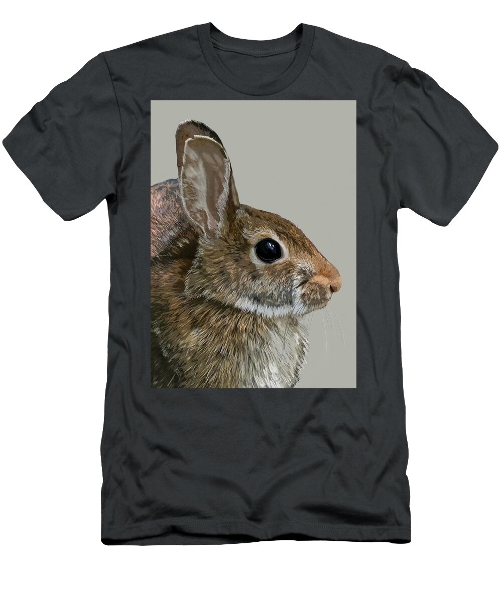 Nature T-Shirt featuring the mixed media Rabbit in Five Colors by Judy Cuddehe