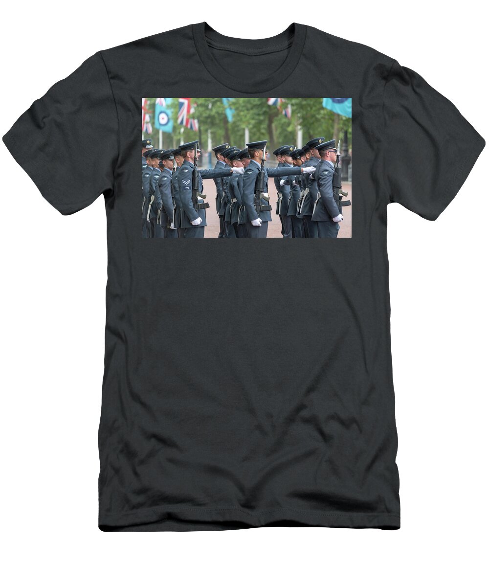 Raf T-Shirt featuring the photograph RAF on Parade at 100 by Andrew Lalchan