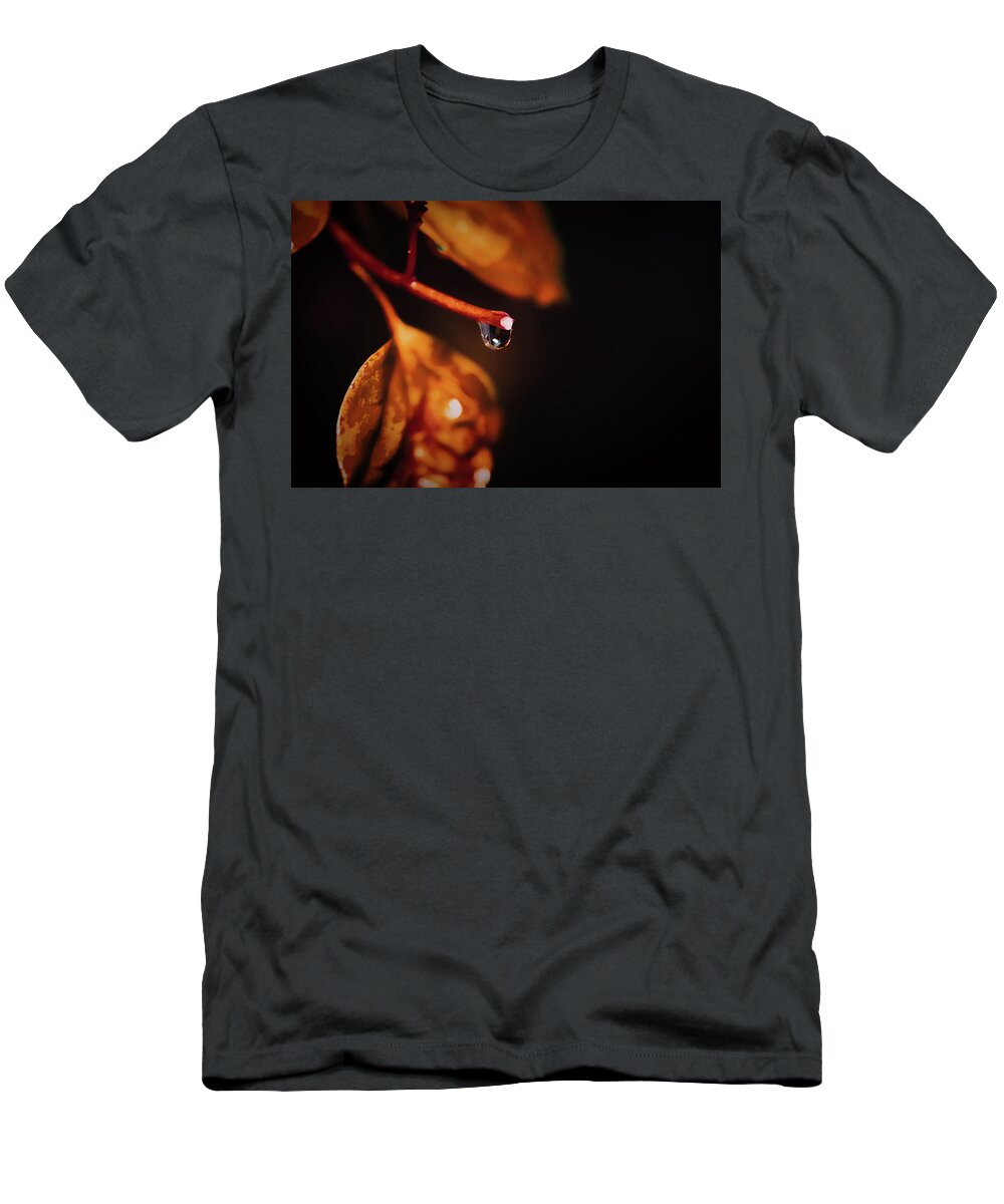 Macro Photography Art T-Shirt featuring the photograph Rain Drops on Bougainvillea by Gian Smith