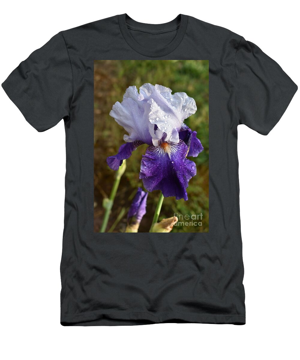 Purple Flowers T-Shirt featuring the digital art Rain on Beauty by Yenni Harrison