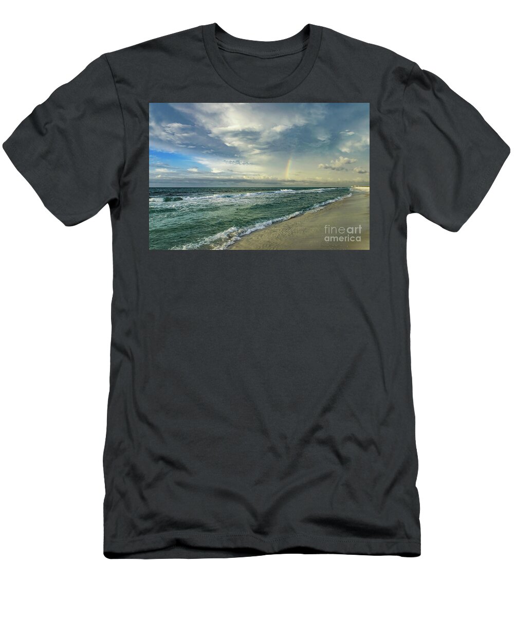 Rainbow T-Shirt featuring the photograph Rainbow Beach by Beachtown Views