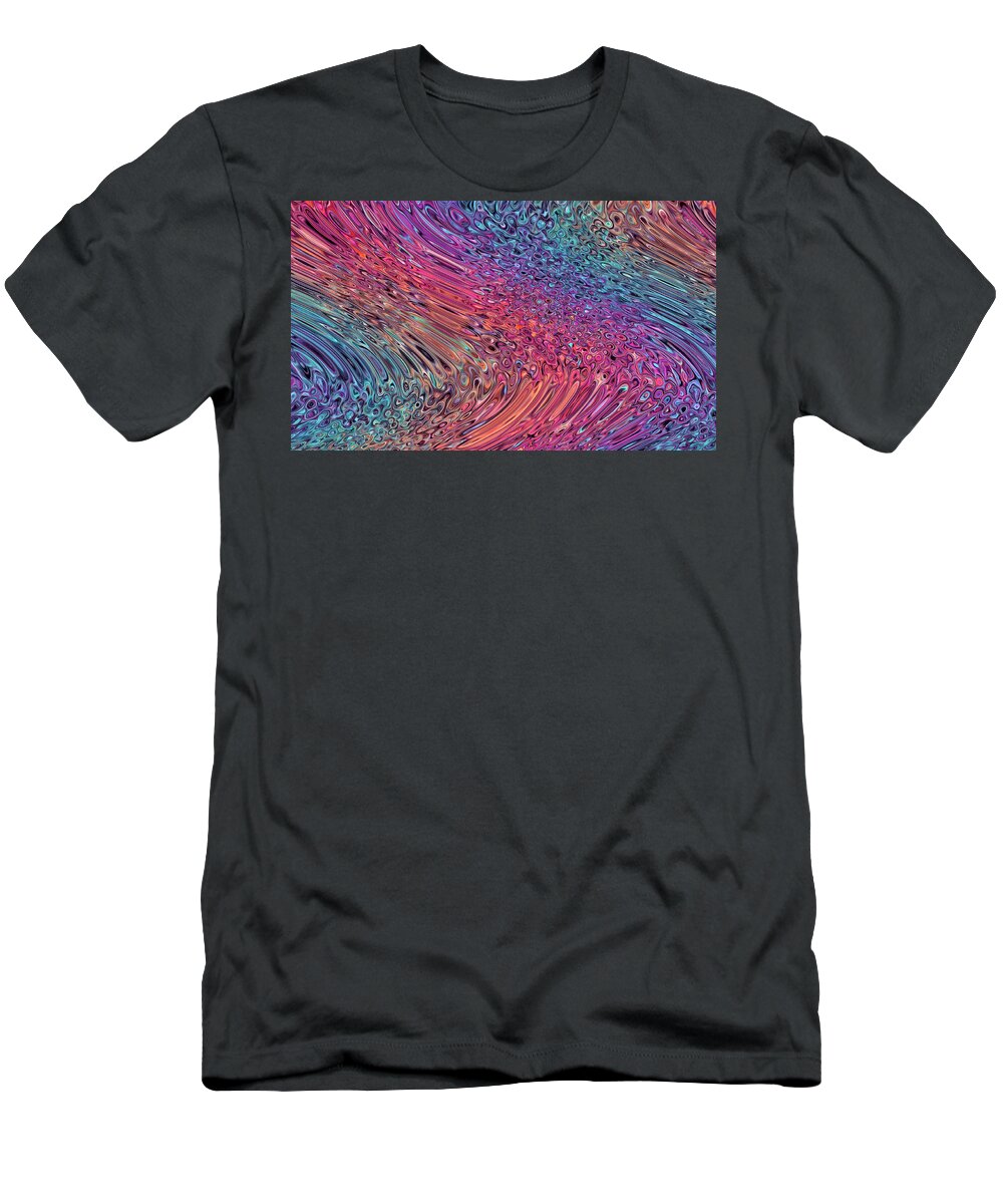 Abstract T-Shirt featuring the digital art Rainbow Ice River - Abstract by Ronald Mills