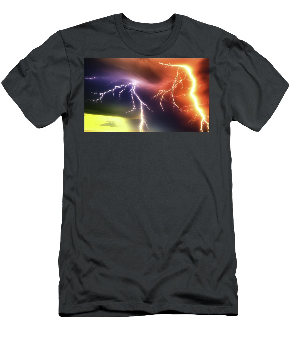 Rainbow Lightning T-Shirt featuring the digital art Rainbow Lightning by Ally White