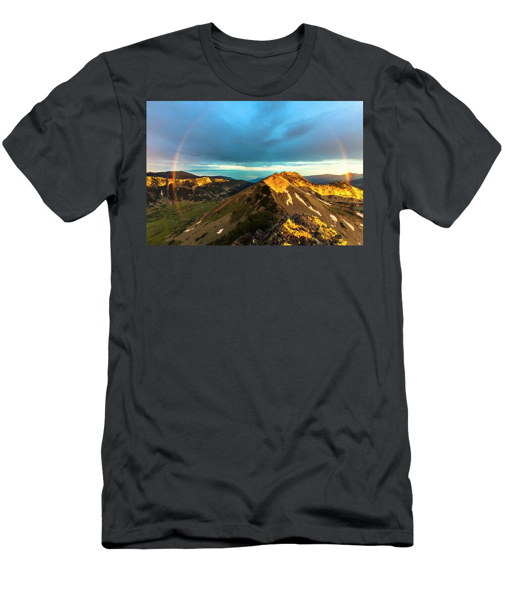 Bulgaria T-Shirt featuring the photograph Rainbow Over the Mountain by Evgeni Dinev