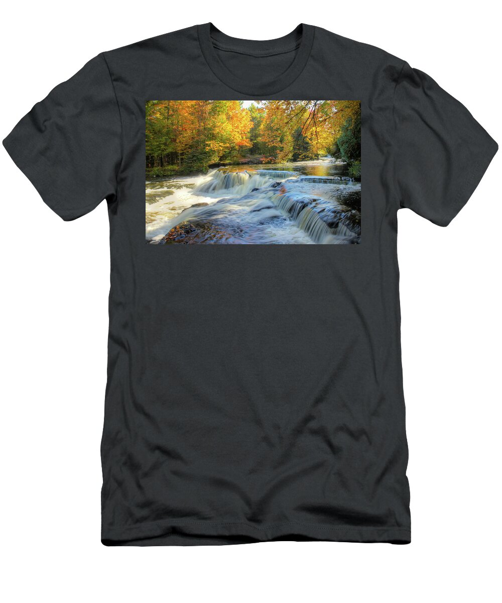 Digital Art T-Shirt featuring the photograph Rapids Above Bond Falls by Robert Carter