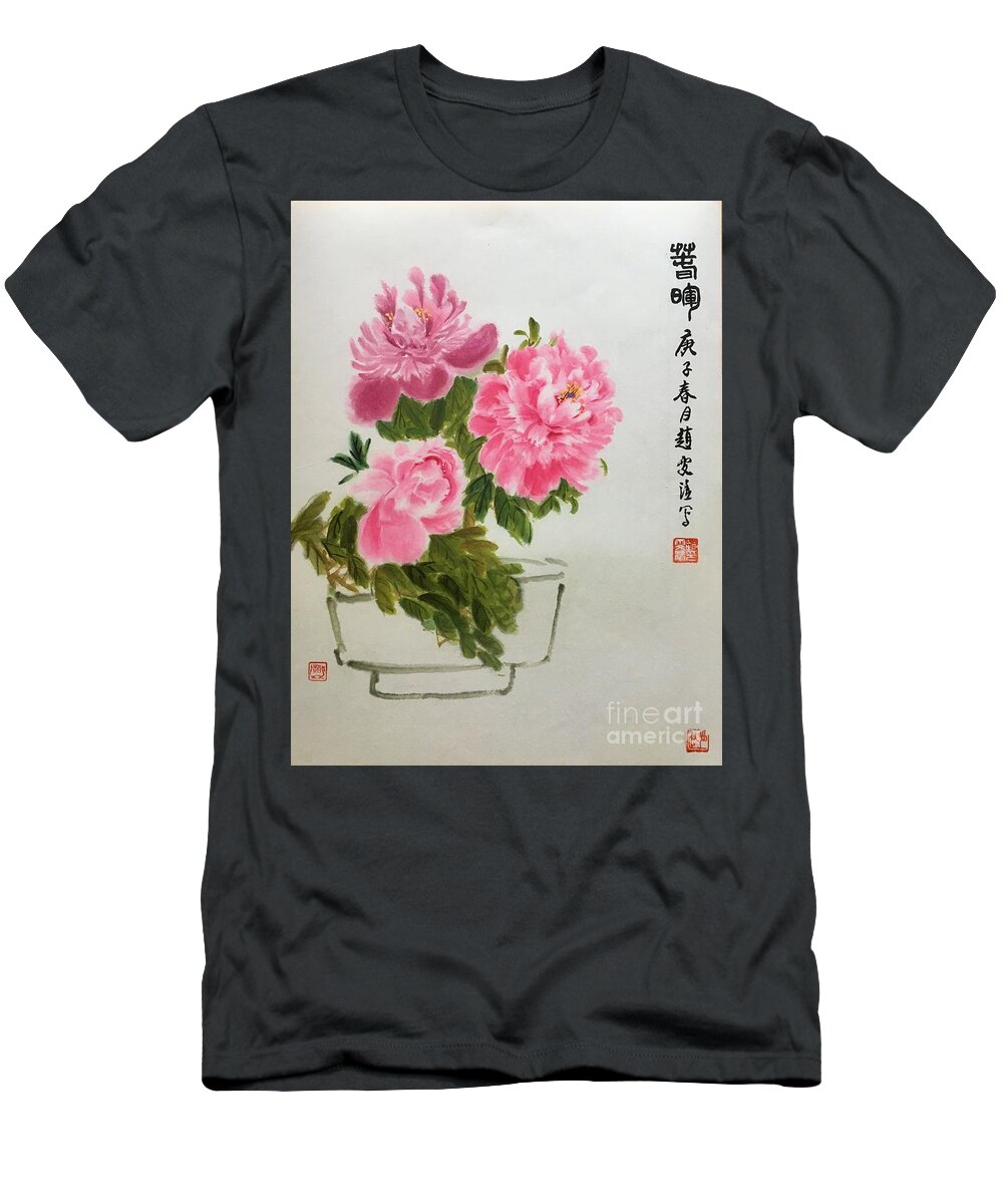 Flower T-Shirt featuring the painting Rays Of Spring by Carmen Lam