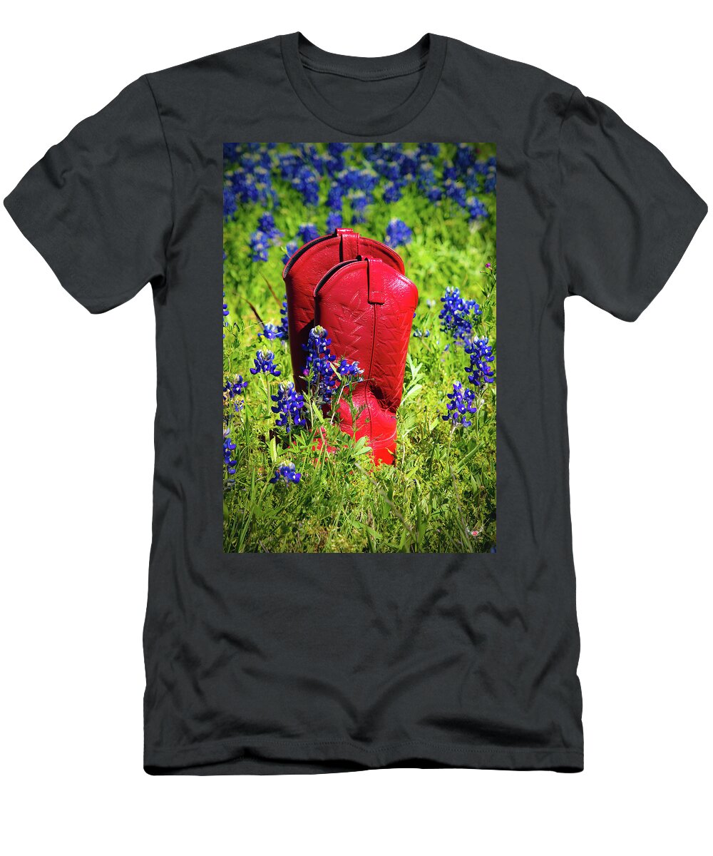 Boots T-Shirt featuring the photograph Red Boots by Pam Rendall