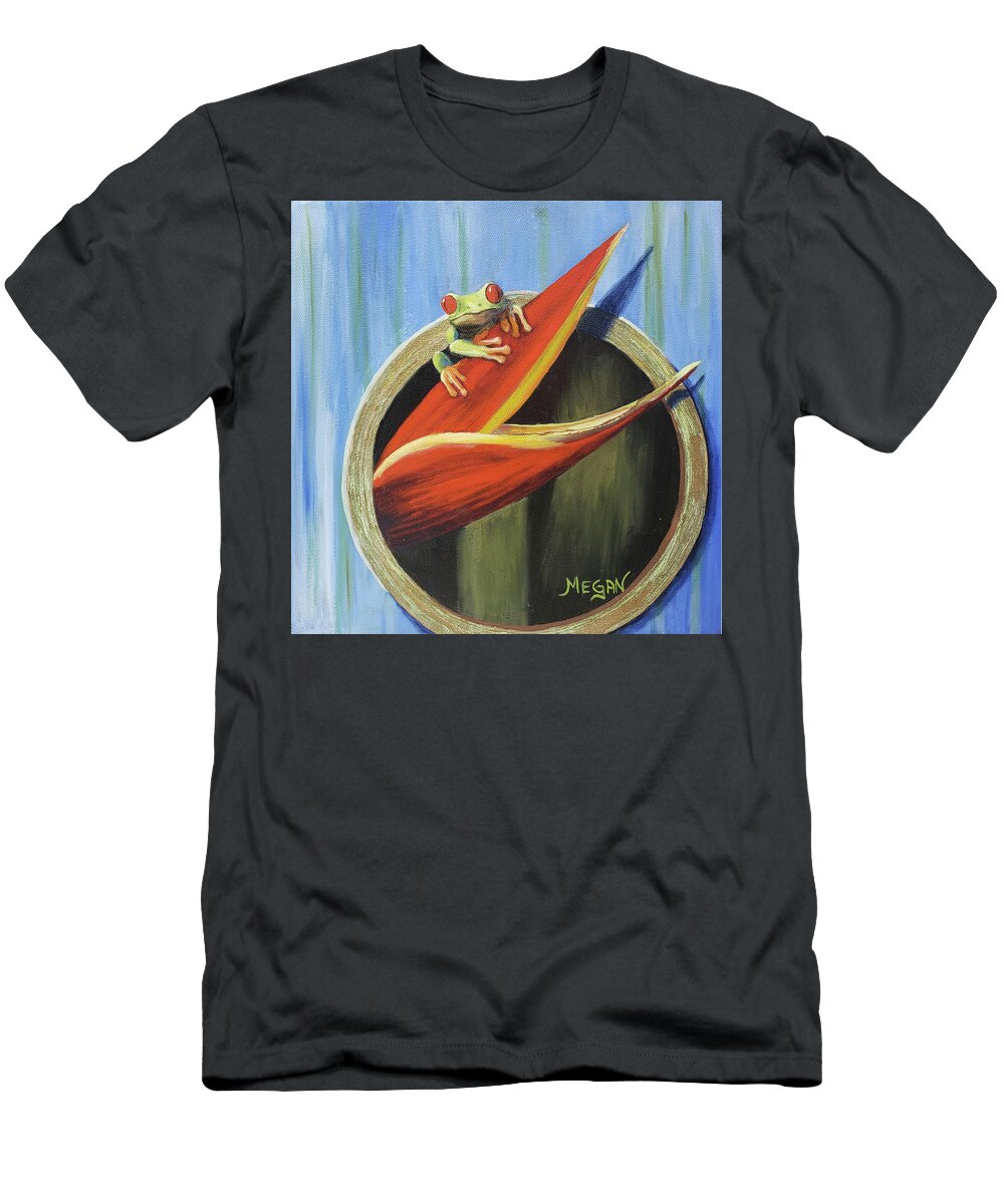 Tropical T-Shirt featuring the painting Red-eyed Tree Frog by Megan Collins